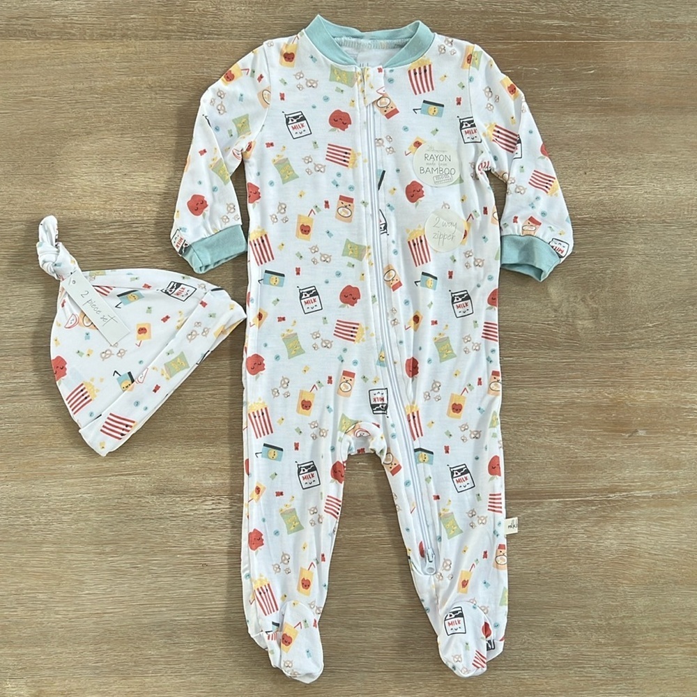 Milkberry Baby Boy Bamboo Footie Snacks 0-3 6-9 months